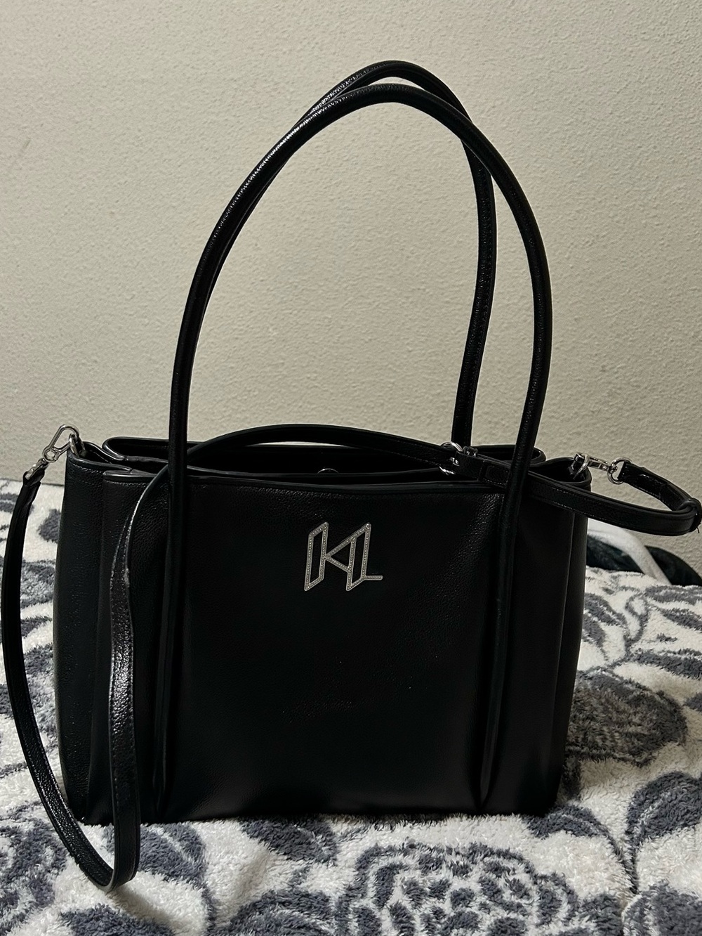 Karl Lagerfeld Black Women's Tote Bag with Silver Logo